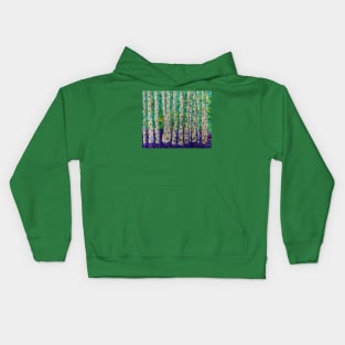 Silver Birch Trees in a Bluebell wood Kids Hoodie